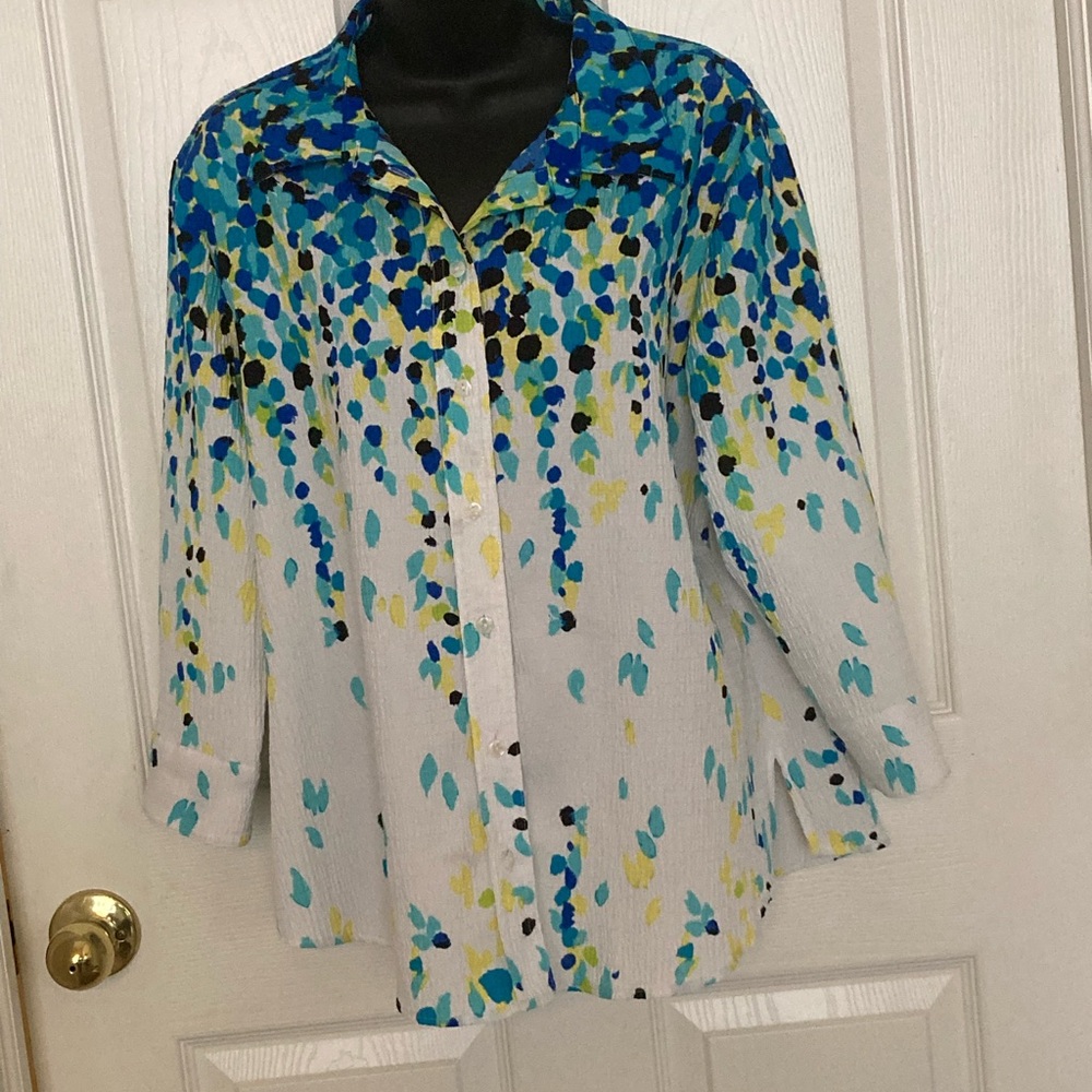 Alia Blue and Yellow Button-Down Shirt